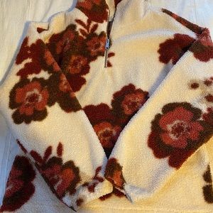 Floral teddy quarter zip sweater
